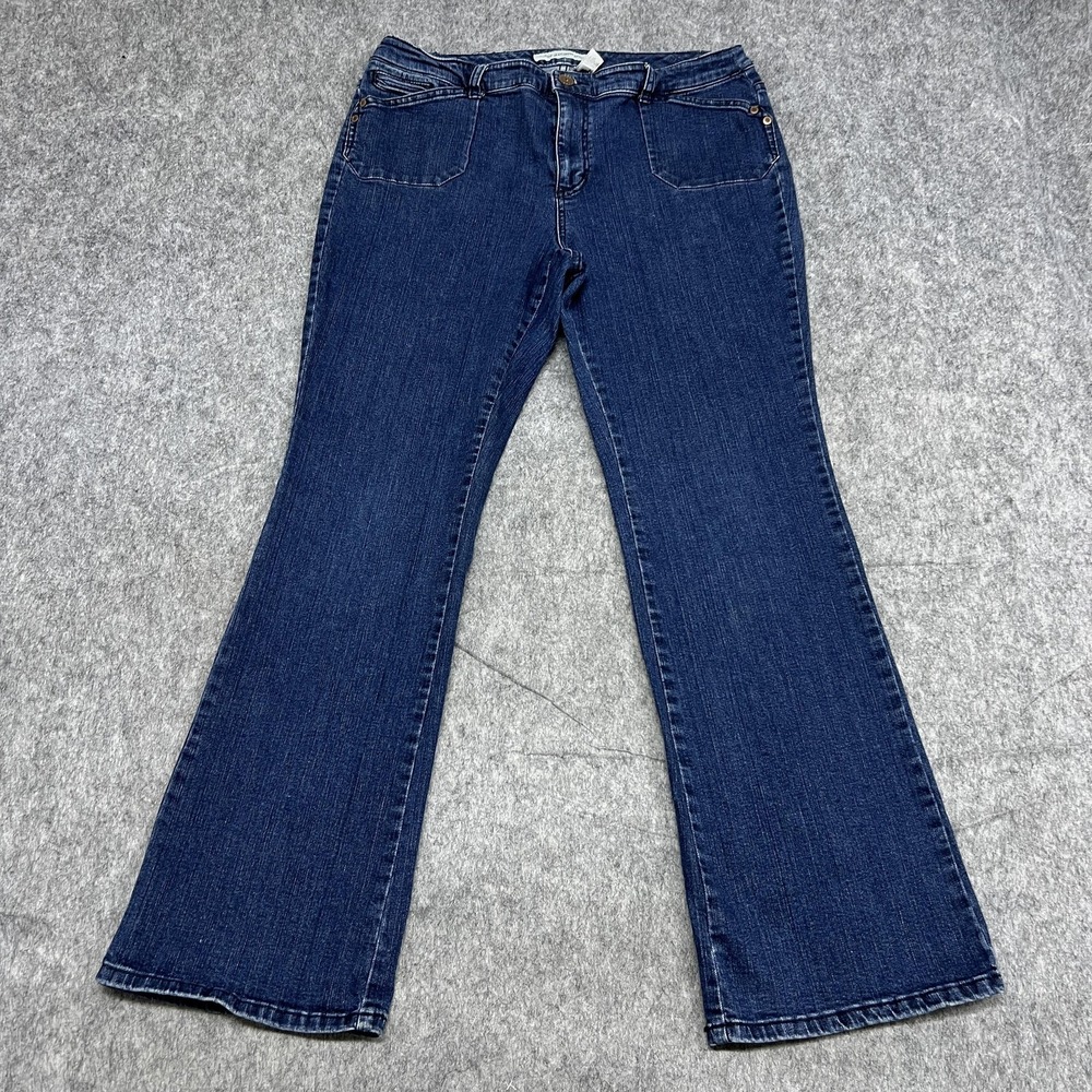 Chicos Platinum Denim Jeans Womens 2 Blue Bootcut Flare Stretch Mid Rise 33x31*‎